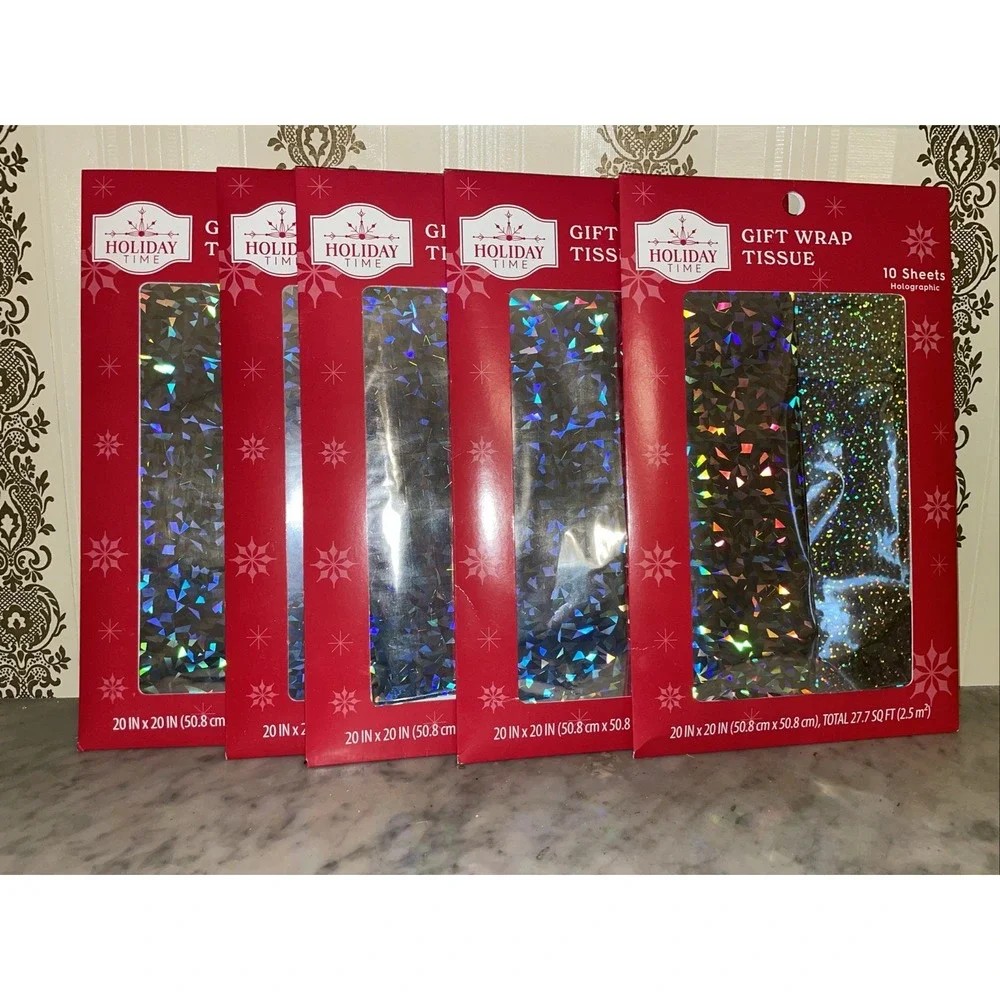 NWT Holographic Shiny‎ Metallic Gift Wrap Tissue 5 packs (50 Sheets) 20 x 20 in